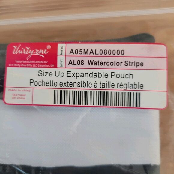 THIRTY ONE Size Up Expandable Pouch AL08 Watercolor Stripe - Picture 3 of 3